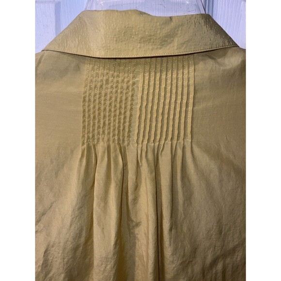 Territory Ahead tunic top Womens Petite S Chartreuse Silk Blend Pin Tuck Pleated - Picture 6 of 8